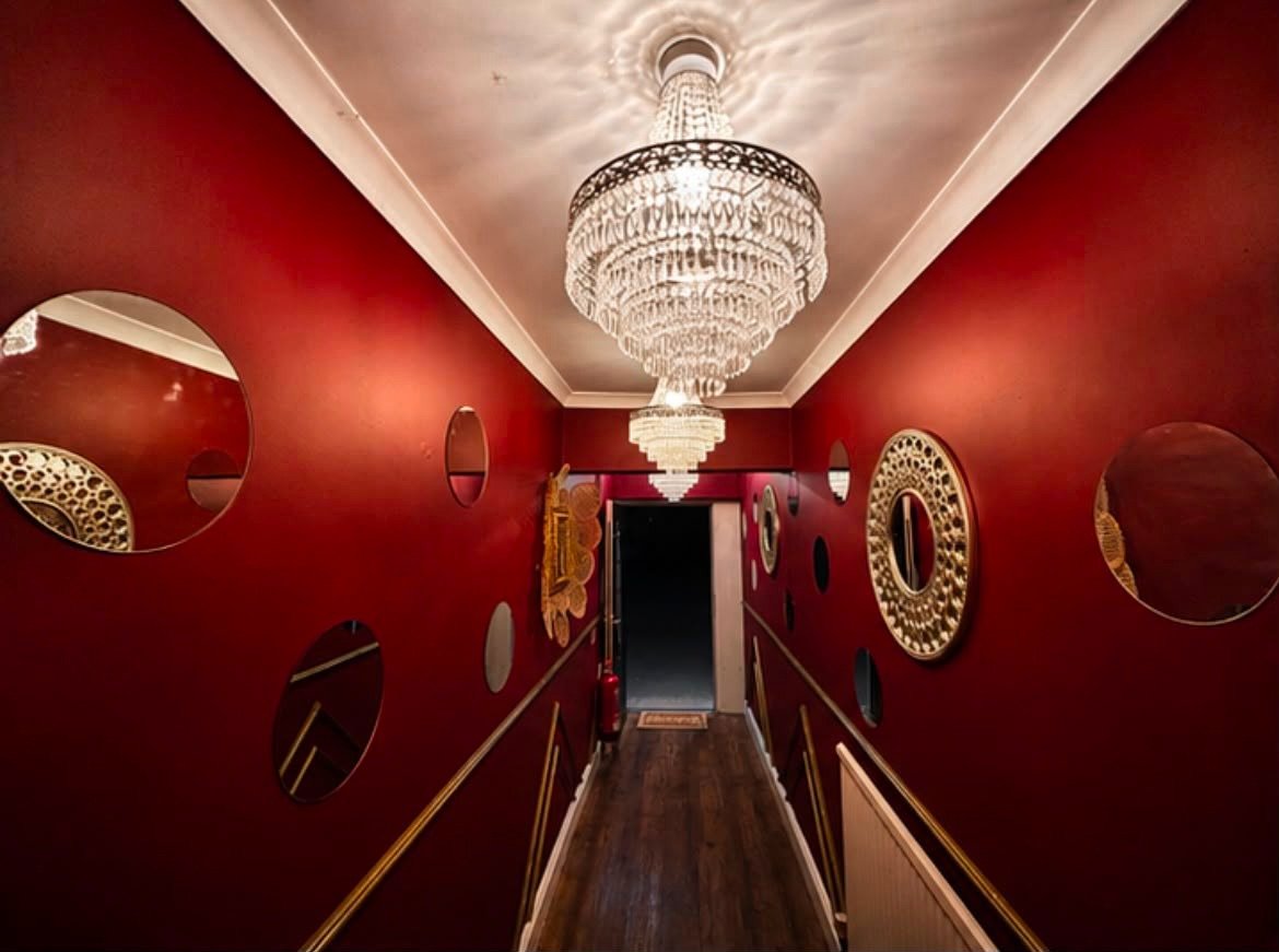 Chandelier hallway at Zeera At The Rose